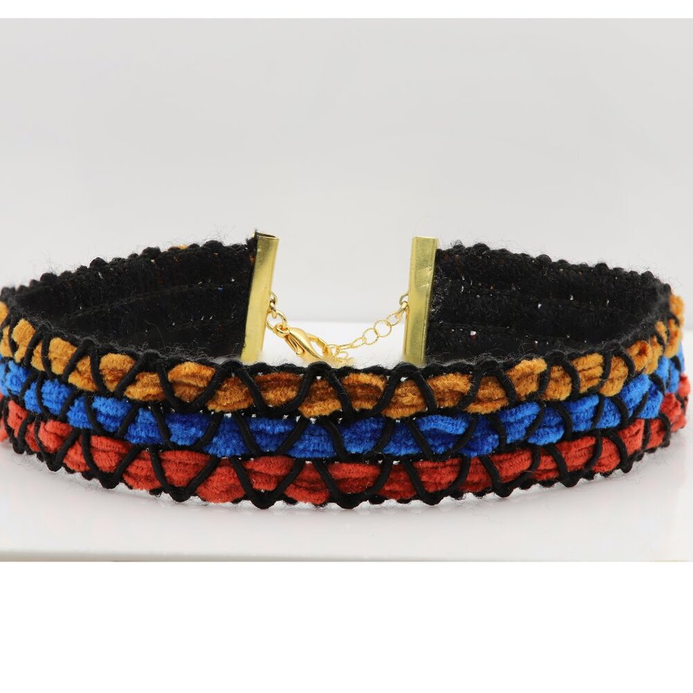 Fancy Choker Multi Color Adjustable Length Multi Colors Wide Trim chokers (#83)